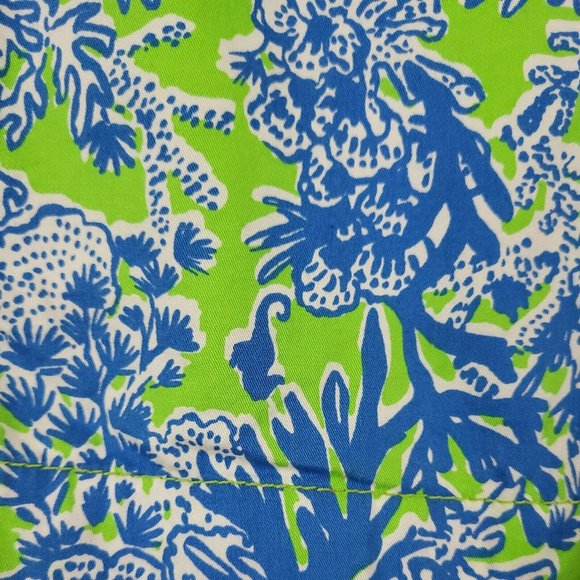 Lilly Pulitzer Size 2 Callahan Shorts Green White Blue Coral Print - Picture 3 of 7
